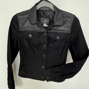 Burberry Women's Black Denim and Leather Jacket